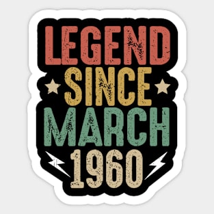 60th Birthday Legend Since March 1960 gift Sticker